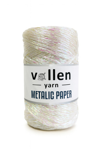 vollen yarn Premium Metallic Paper Thread, Shiny Bag Thread, 200 Gr - 320 M, Silvery Metallic Thread, Metallic Evening Dress Thread