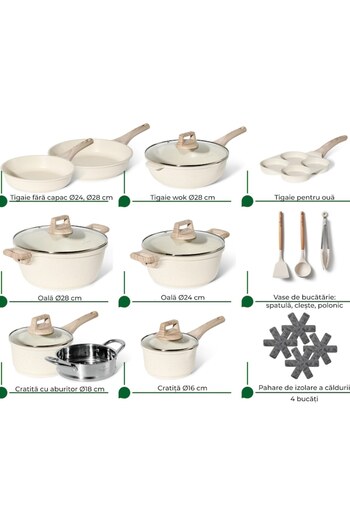 Just Perfecto Pot Set - 21 Pieces - Cooking Set With Lid - Granite Pots And Pans Set-Easy CooK