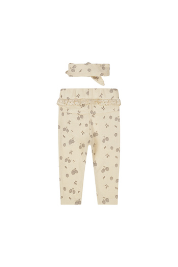 Dirkje Girls' 100% Cotton Leggings and Hairband Set - Cream | Pine Cone