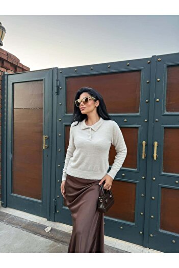 Pulli Collection Soft Textured Polo Neck Knit Sweater