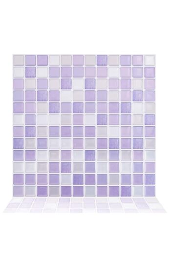 Generic Tazweeq 5pcs Peel and Stick, 9.3" X 9.3", Backsplash Purple Square 3D Mosaic Removable Tile Sticker