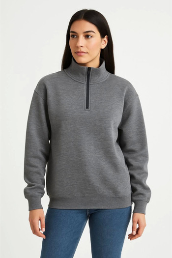 Wear Up Three-thread ribbed neck half-zip sweatshirt - anthracite