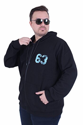 MocGrande Large Size Hooded Sweat Double Face Sixty Three 25704 Black