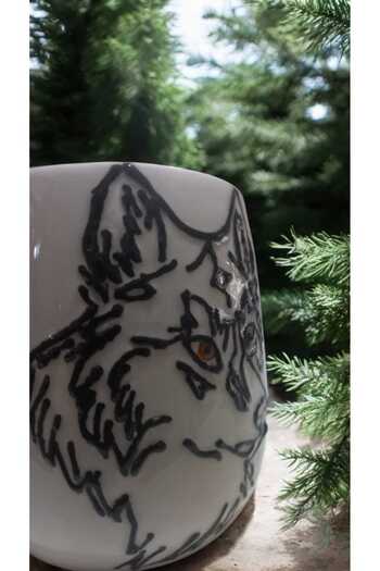 seda seramik Handmade (Special Design) Embossed Wolf Mug Cup 400 ml