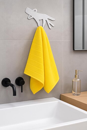 VENON Si̇lver Decorative Hand Figured Wall Towel Holder Bathroom & Kitchen Hanger Rack Towel Rack Metal