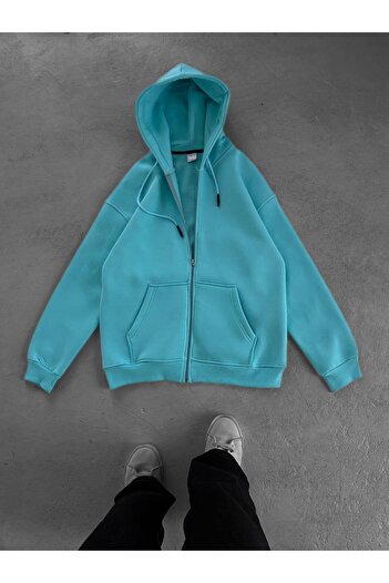 bergibo Oversize Zip-Up Cardigan with Hood - Shardon 3-Ply 100% Compact Combed Cotton Cardigan