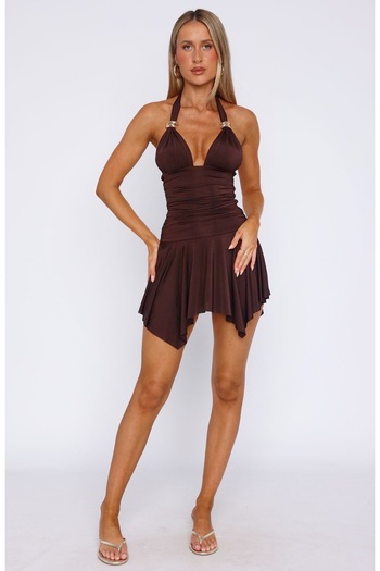 Les Séduisantes c.a. Öze Design Diver Fabric Double Layer Halter Neck Dress with Buckle Detail