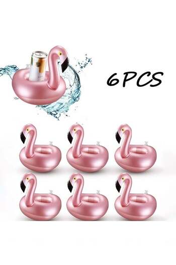 Generic 6-Piece Inflatable Drink Holder Flamingo Drink Floats