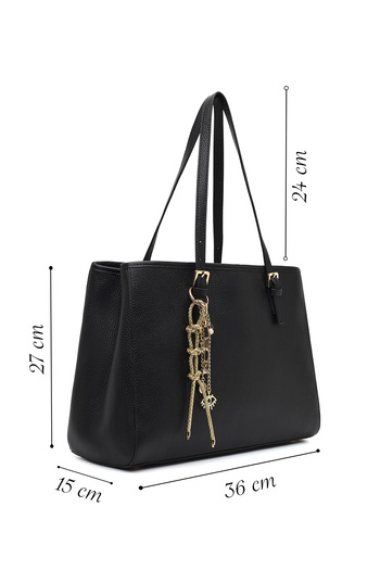 Derimod Women's Black Long Strap Leather Shoulder Bag 25Sbd2303Ft