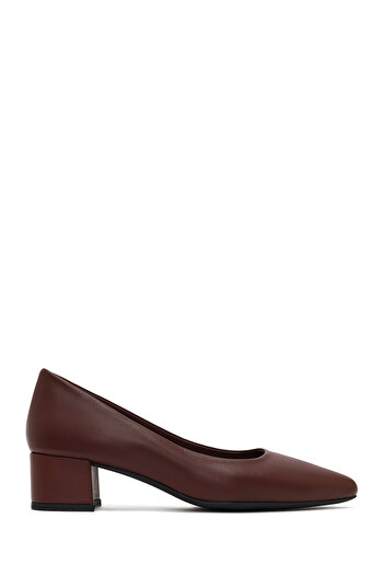 Derimod Flex Women's Burgundy Thick Heeled Leather Shoes 25Afd380718