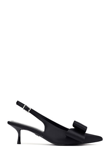 Derimod Women's Black Bow Open Back Thin Heeled Shoes 25Afd44026F