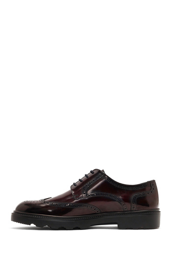 Derimod Men's Burgundy Thick Soled Leather Casual Shoes 25Wfd671522