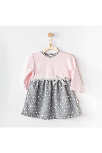 Budi Andywawa Ac24391 Meow Baby Dress Set Pink Gray