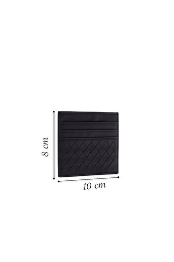 Derimod Men's Black Braided Leather Card Holder 000A2D361329