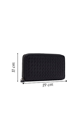 Derimod Men's Black Braided Leather Wallet 000A2D361129