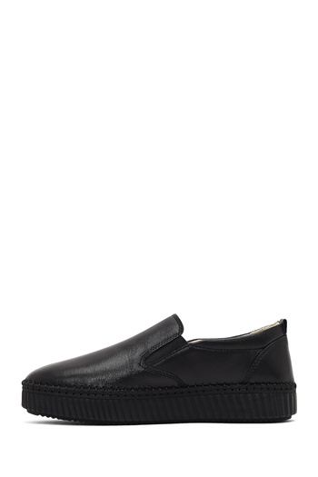Derimod Women's Black Thick Soled Leather Comfort Shoes 25Afd501318