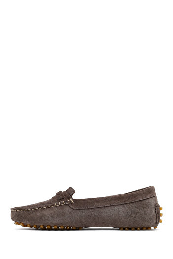 Derimod Women's Mink Buckle Suede Leather Loafer 25Afd141710