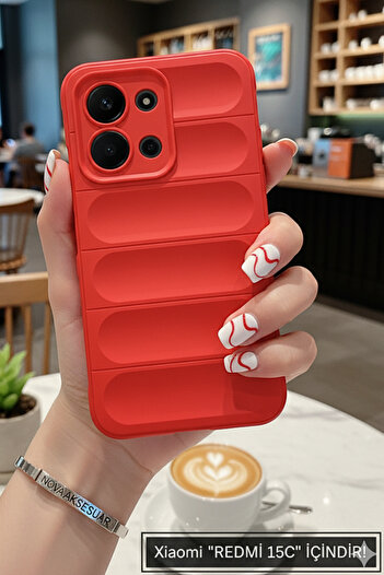 cepmoda XİAOMİ "REDMİ 15C" telefon kılıfı - ANTİŞOK Kadife İç Kaplama Kavis Kalın SOFT Kapak - KIRMIZI