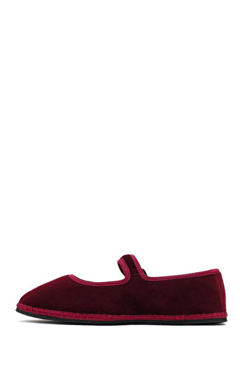 Derimod Women's Burgundy Buckle Fabric Ballerinas 25Afd20556F