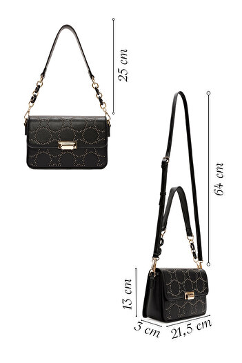 Derimod Women's Black Long Strap Stone Shoulder Bag 25Abd260418