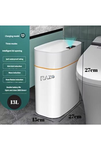 Razo Smart Trash Can Razo, Automatic Opening, 13 L, Rechargeable, 3 Modes, White