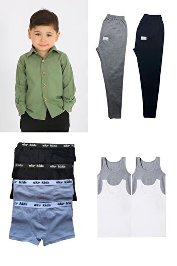 Pi Giyim Children's Set of 4 |   1 Shirt 4 Boxers 4 Undershirts 2 Underwear