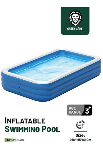 Green Lion Swimming Pool 260cm x 165cm x 60cm / Inflatable / Kiddie Pool Large Size / Blow Up Swimmi