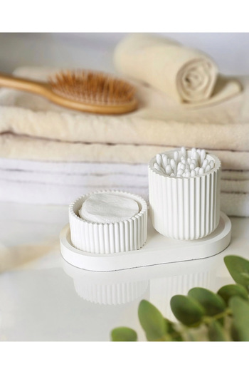 LALEZEN HOME Σετ βαμβακερής θήκης και βούρτσας σκουπιδιών για αυτιά White Stand