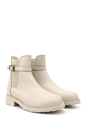 GÖNDERİ(R) Women's / Girls' Beige Buckle Genuine Leather Chelsea Boots