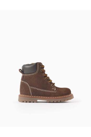 Ziddy Leather mountain boots with laces for baby boys, brown