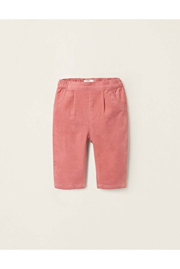 Ziddy Corduroy Trousers for Newborn Girls, Coral