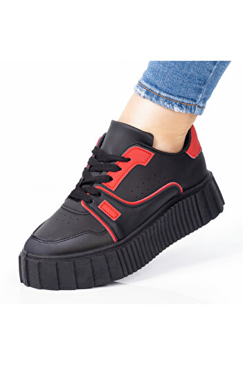 BMoD Women's black and red sneakers with a thick sole MOD05870