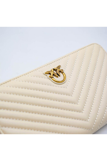 PİNKO PORTOFEL RYDER ZIP AROUND L V QUIL PIELE NATURALĂ - BEIGE