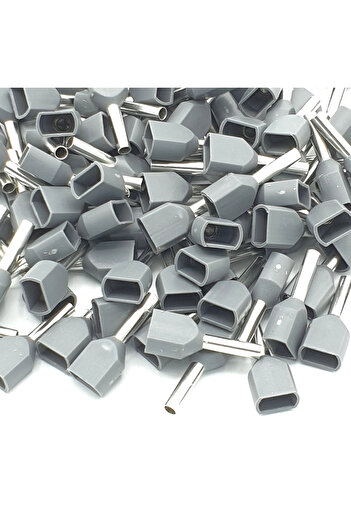 Other 100pcs 0.75mm Gray Dual Bootlace Crimp Ferrules Insulated Cord End Terminal