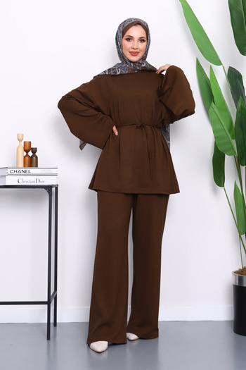 İmajButik Modal Suit with Brown Tunic Pants
