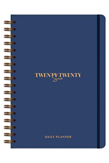 Matt Notebook 2026 Yılı Günlük Spiralli Ajanda 16x24 cm - 12 Aylık Lacivert