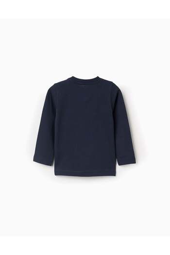 Ziddy Long sleeve cotton T-shirt 'fair isle' for baby boys, dark blue