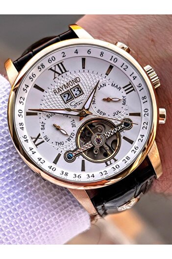 Raymond Special Leather Cord for Engagement and Grooms 2 Years Warranty Automatic Men's Wrist Watch+Bracelet Rmd.M3