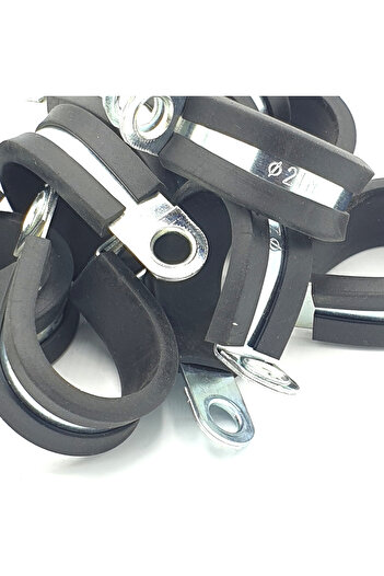 Other 10pcs x 21mm Rubber Lined Cable P-Clips Steel Hose P Clamps