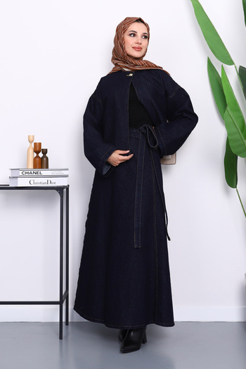 İmajButik Navy Blue Jacket Skirted Jeans Suit