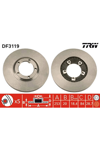 TRW HYUNDAI PORTER brake disc plate/chassis 1994-2004