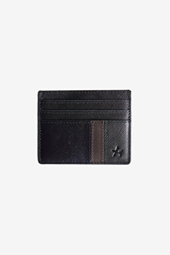 ALTINYILDIZ CLASSICS Men's Black 100% Leather Card Holder