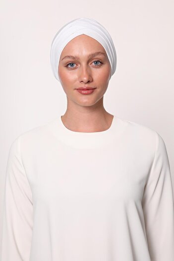 Levidor White Three-Striped Outer Bonnet