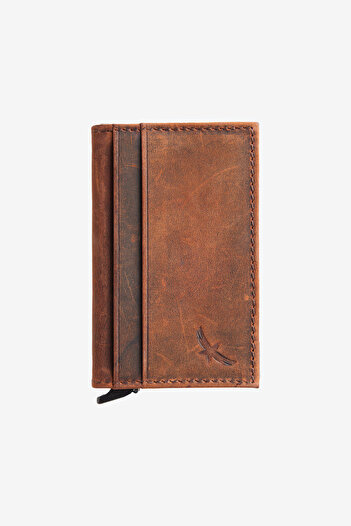 ALTINYILDIZ CLASSICS Men's Tan 100% Leather Card Holder