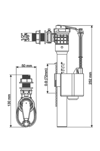 Other Filling valve for toilet cistern, universal size 1/2"" and 3/4""