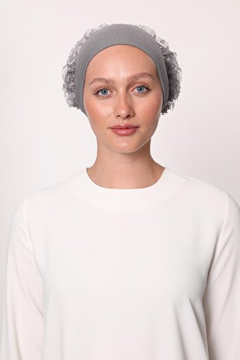 Levidor Gray Clip-On Silicone Seamless Ruffle Bonnet