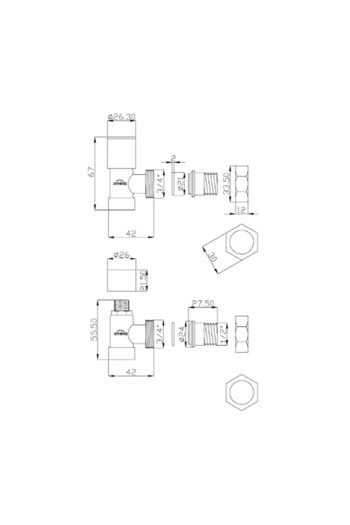 Other Set of 1/2" angle radiator valves, white