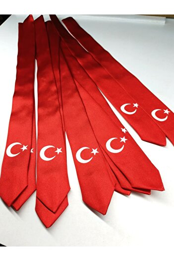 GallanD Tie for 5-6 Year Olds, Ay Yıldız Atatürk, Pack of 10, Patterned, Ready to Wear for Boys, Already Tied