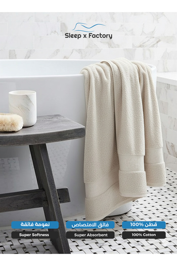 Sleep x Factory Bath Sheet – 100% Cotton, Extra-Large, Soft & Absorbent – 90x180 cm