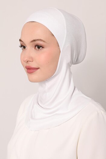 Levidor White Hijabchi Neck Collar Bonnet